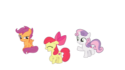 Size: 5500x3094 | Tagged: safe, artist:alicesponycorner, imported from derpibooru, apple bloom, scootaloo, sweetie belle, earth pony, pegasus, pony, unicorn, adobe, adventure, bow, cutie mark crusaders, female, filly, foal, hair bow, happy, horn, show accurate, tree, trio, vector