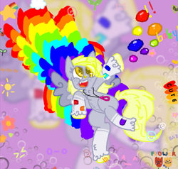 Size: 781x742 | Tagged: safe, artist:xxduncandonutxx, imported from derpibooru, derpy hooves, pegasus, kidcore, rainbow, redesign