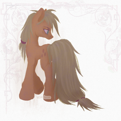 Size: 1500x1500 | Tagged: safe, artist:lompyloops, imported from derpibooru, part of a set, applejack, earth pony, pony, female, long tail, mare, solo, tail, turned head