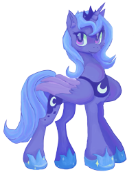 Size: 2867x3560 | Tagged: safe, artist:teochronico, imported from derpibooru, princess luna, alicorn, pony, colored wings, concave belly, crown, female, folded wings, high res, hoof shoes, jewelry, mare, peytral, princess shoes, regalia, s1 luna, simple background, slender, solo, thin, transparent background, two toned wings, wings