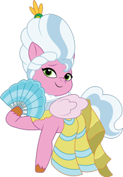 Size: 1118x1608 | Tagged: safe, artist:prixy05, imported from derpibooru, pipp petals, pegasus, pony, clothes, dress, fan, female, g5, mare, powdered wig, simple background, solo, transparent background, vector