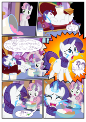 Size: 1600x2270 | Tagged: safe, alternate version, artist:flash equestria photography, imported from derpibooru, hoity toity, rarity, sweetie belle, pony, unicorn, fanfic:short stories with pregnant ponies, belle sisters, belly, belly bed, big belly, blatant lies, butt, check mark, comic, commission, crying, fainting couch, fat, female, filly, foal, food, horn, huge belly, ice cream, impossibly large belly, insult, large butt, lying down, mare, marshmelodrama, on back, on side, pointy ponies, preggity, pregnant, raritubby, rarity being rarity, rearity, sensibly-proportioned pregnancy, siblings, sisters, standing, story included, symbolism, text, wall of text