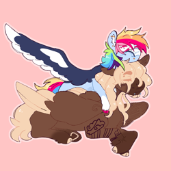 Size: 2000x2000 | Tagged: safe, artist:orphicswanart, imported from derpibooru, dumbbell, rainbow dash, pegasus, cuddling, dumbdash, female, male, shipping, solo, straight