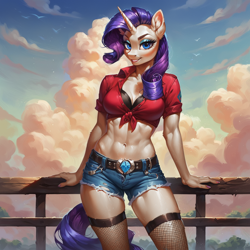 Size: 1280x1280 | Tagged: safe, imported from derpibooru, rarity, anthro, ai content, ai generated, female, prompter:ilham470, solo, solo female