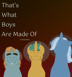 Size: 1600x1700 | Tagged: safe, imported from derpibooru, snails, snips, trixie, pony, cover art, eyes closed, fanfic, fanfic art, fanfic cover, gradient background, horror, looking at you, no face, smiling, smiling at you, text