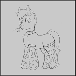 Size: 4096x4096 | Tagged: safe, artist:strange tartlet, imported from derpibooru, oc, oc:file folder, pony, bell, boop, clothes, cowbell, cowprint, disembodied hand, hand, male, sketch, socks, solo, solo male