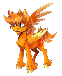 Size: 1884x2320 | Tagged: safe, artist:hallowraith, imported from derpibooru, oc, oc only, oc:carmine garnet, pegasus, blue eyes, brown mane, digital art, facial hair, goatee, orange coat, pegasus oc, transgender, transmasculine, wings