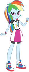 Size: 2048x5000 | Tagged: safe, artist:octosquish7260, imported from derpibooru, rainbow dash, human, equestria girls, clothes, compression shorts, converse, cutie mark, cutie mark on clothes, eqg promo pose set, female, shirt, shoes, simple background, skirt, solo, standing, t-shirt, teenager, transparent background, wristband