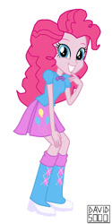 Size: 580x1156 | Tagged: safe, imported from derpibooru, pinkie pie, human, equestria girls, boots, clothes, clothes swap, high heel boots, shirt, shoes, skirt, solo