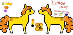 Size: 4200x2000 | Tagged: safe, artist:apple, imported from derpibooru, oc, oc only, earth pony, pony, abrosexual pride flag, aroallo pride flag, blaze (coat marking), both cutie marks, character design, coat markings, colored hooves, curly hair, curly mane, curly tail, ear markings, facial markings, freckles, genderfluid pride flag, hooves, ponified, pride, pride flag, rain world, reference sheet, slugcat, socks (coat markings), solo, tail