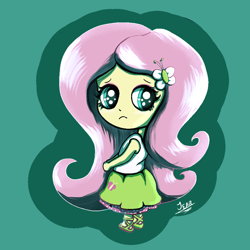 Size: 1000x1000 | Tagged: safe, artist:jearknds, imported from derpibooru, fluttershy, equestria girls, chibi, signature, solo