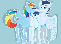 Size: 800x577 | Tagged: safe, artist:pegagamer, imported from derpibooru, rainbow dash, soarin', pegasus, pony, female, male, mare, offspring, parent:rainbow dash, parent:soarin', parents:soarindash, shipping, soarindash, stallion, straight