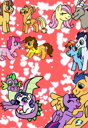 Size: 415x600 | Tagged: safe, artist:yoyoswing555, imported from derpibooru, applejack, caramel, cheese sandwich, discord, flash sentry, fluttershy, pinkie pie, rainbow dash, rarity, soarin', spike, twilight sparkle, alicorn, draconequus, dragon, earth pony, pegasus, pony, unicorn, carajack, cheesepie, discoshy, female, flashlight, horn, male, mare, shipping, soarindash, sparity, stallion, straight