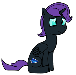 Size: 919x915 | Tagged: safe, artist:baxhazard, imported from derpibooru, oc, oc only, oc:nyx, alicorn, pony, confused, female, filly, foal, frown, sitting, vector