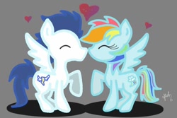 Size: 800x533 | Tagged: artist needed, source needed, safe, imported from derpibooru, rainbow dash, soarin', pegasus, pony, female, kiss on the lips, kissing, male, mare, shipping, soarindash, stallion, straight