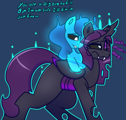 Size: 4182x4016 | Tagged: safe, artist:askhypnoswirl, imported from derpibooru, oc, oc only, changeling, changeling queen, ghost, ghost pony, undead, changeling oc, commission, duo, duo female, female, oc name needed, possessed, possession, resisting