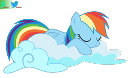 Size: 1900x1167 | Tagged: safe, artist:kuren247, imported from derpibooru, rainbow dash, pegasus, pony, cloud, eyes closed, female, mare, on a cloud, show accurate, simple background, sleeping, sleeping on a cloud, sleepydash, solo, transparent background, vector