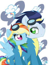 Size: 450x600 | Tagged: safe, artist:gabymc1503, imported from derpibooru, rainbow dash, soarin', pegasus, pony, female, male, mare, shipping, soarindash, stallion, straight