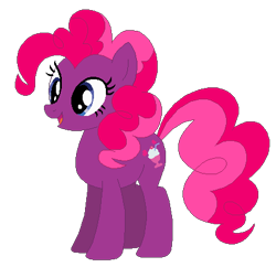 Size: 438x424 | Tagged: safe, artist:selenaede, artist:user15432, imported from derpibooru, fizzypop, earth pony, pony, base used, blue eyes, g4, generation leap, not pinkie pie, open mouth, open smile, pink mane, pink tail, pinkie pie hair, purple coat, recolor, simple background, smiling, solo, tail, transparent background