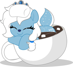 Size: 5443x5000 | Tagged: safe, artist:jhayarr23, oc, oc:icicle crash, pony, coffee, cute, eyes closed, female, lying down, mare, vector