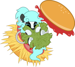 Size: 5571x5000 | Tagged: safe, artist:jhayarr23, oc, pony, burger, eyes closed, female, food, lying down, mare, vector