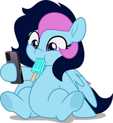 Size: 5036x5517 | Tagged: safe, artist:jhayarr23, oc, pony, female, mare, phone, sitting, solo, spread legs, spreading, vector