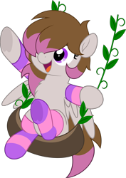 Size: 3548x5000 | Tagged: safe, artist:jhayarr23, oc, oc only, pony, clothes, female, hair over one eye, mare, open mouth, sitting, socks, striped socks, vector