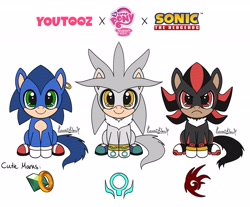 Size: 3399x2814 | Tagged: safe, artist:kawaiiklau, imported from derpibooru, earth pony, pony, clothes, ear piercing, earring, gloves, golden eyes, green eyes, jewelry, piercing, ponified, red eyes, shadow the hedgehog, shoes, silver the hedgehog, simple background, sitting, sonic the hedgehog, sonic the hedgehog (series), white background, youtooz, youtooz mlp design competition