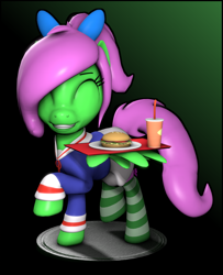 Size: 1753x2160 | Tagged: safe, artist:zippysparkz, oc, oc:zippy sparkz, pony, 3d, clothes, eyes closed, female, food, mare, socks