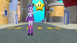 Size: 640x360 | Tagged: safe, artist:smbros, imported from derpibooru, twilight sparkle, equestria girls, 3d, bikini, bikini bottom, clothes, mmd, power star, super mario galaxy, swimsuit