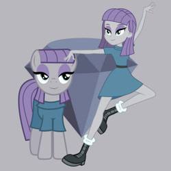 Size: 1280x1280 | Tagged: safe, artist:cloudy glow, artist:media1997, artist:punzil504, imported from derpibooru, maud pie, earth pony, human, pony, equestria girls, female, human ponidox, mare, self paradox, self ponidox