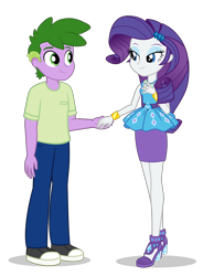 Size: 1432x1950 | Tagged: safe, artist:georgegarza01, imported from derpibooru, rarity, spike, human, equestria girls, female, human spike, humanized, male, rarity peplum dress, shipping, simple background, sparity, straight, transparent background, vector