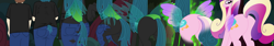 Size: 4703x783 | Tagged: safe, artist:redpaladin, imported from derpibooru, princess cadance, queen chrysalis, alicorn, changeling, changeling queen, human, pony, butt, butt expansion, clothes, disguise, disguised changeling, female, growth, human to changeling, looking back, ripping clothes, transformation, transformation sequence