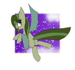 Size: 1600x1500 | Tagged: safe, artist:rai2n, imported from derpibooru, oc, oc only, bat pony, pony, cloud, female, flying, mare, night, requested art, sky, smiling, solo, spread wings, stars, wings