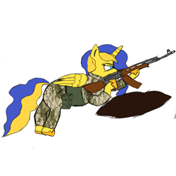 Size: 768x768 | Tagged: safe, artist:tigacc, imported from derpibooru, oc, pony, gun, nation ponies, ponified, solo, ukraine, weapon