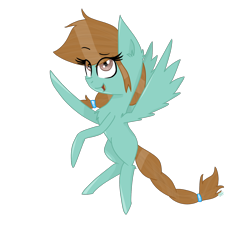 Size: 1600x1500 | Tagged: safe, artist:rai2n, imported from derpibooru, oc, oc only, oc:painting leaves, pegasus, pony, female, flying, mare, ponysona, simple background, smiling, solo, spread wings, transparent background, wings