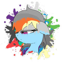 Size: 1300x1300 | Tagged: safe, artist:rai2n, imported from derpibooru, rainbow dash, pegasus, pony, draining, female, floppy ears, frown, mare, sad, solo