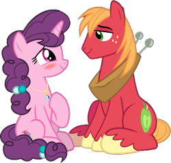 Size: 685x651 | Tagged: safe, edit, edited screencap, editor:pascalmulokozi2, imported from derpibooru, screencap, big macintosh, sugar belle, earth pony, pony, unicorn, season 9, the big mac question, spoiler:s09, background removed, female, horn, male, my little pony, not a vector, romance, romantic, shipping, simple background, smiling, stallion, straight, sugarmac, transparent background