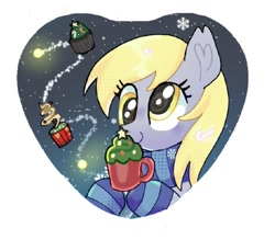 Size: 800x733 | Tagged: safe, artist:percypawz, imported from derpibooru, derpy hooves, pegasus, pony, clothes, derp, food, happy, happy new year, heart, holiday, love, muffin, scarf, socks