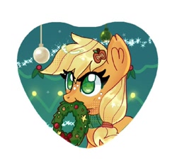 Size: 800x757 | Tagged: safe, artist:percypawz, imported from derpibooru, applejack, earth pony, pony, apple, clothes, ear fluff, eating, food, happy new year, holiday, scarf