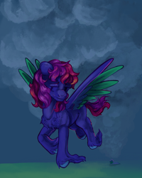 Size: 1280x1602 | Tagged: safe, artist:sweetmelon556, imported from derpibooru, oc, oc:sweet melon, pegasus, pony, colored wings, eyes closed, female, flying, mare, solo, two toned wings, wings