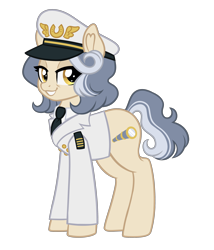 Size: 3000x3500 | Tagged: safe, artist:fannytastical, oc, oc:clipper ship, clothes, con mascot, hat, looking at you, mascot, necktie, pone voyage, solo, standing, uniform, uniform hat