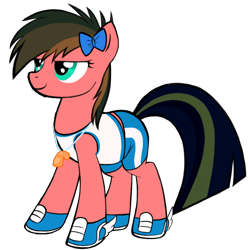 Size: 1024x1024 | Tagged: artist needed, safe, imported from derpibooru, oc, oc only, earth pony, pony, athletic, avatar maker: pony, bow, female, hair bow, mare, whistle, whistle necklace