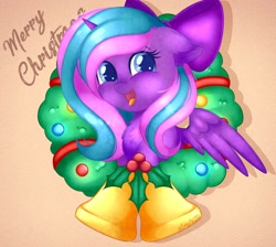 Size: 2048x1831 | Tagged: safe, artist:emyart18, oc, oc only, pony, bust, christmas, female, holiday, mare, open mouth, solo