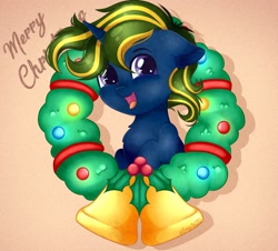 Size: 2048x1850 | Tagged: safe, artist:emyart18, oc, oc only, pony, christmas, holiday, male, open mouth, solo, stallion