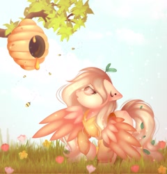 Size: 1967x2048 | Tagged: safe, artist:emyart18, oc, oc only, pony, female, honeycomb (structure), mare, solo