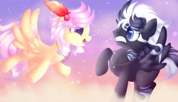 Size: 2048x1180 | Tagged: safe, artist:emyart18, oc, oc only, pony, female, looking at each other, male, mare, open mouth, solo, stallion