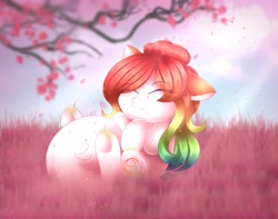 Size: 4096x3226 | Tagged: safe, artist:emyart18, oc, oc only, pony, eyes closed, female, mare, solo