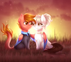 Size: 2048x1792 | Tagged: safe, artist:emyart18, oc, oc only, pony, clothes, female, looking at each other, male, male and female, mare, stallion