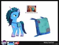 Size: 1920x1466 | Tagged: safe, imported from derpibooru, pony, unicorn, concept art, female, g5, horn, mare, misty brightdawn, my little pony: make your mark, my little pony: make your mark chapter 4, official, satchel, solo, sunny side up